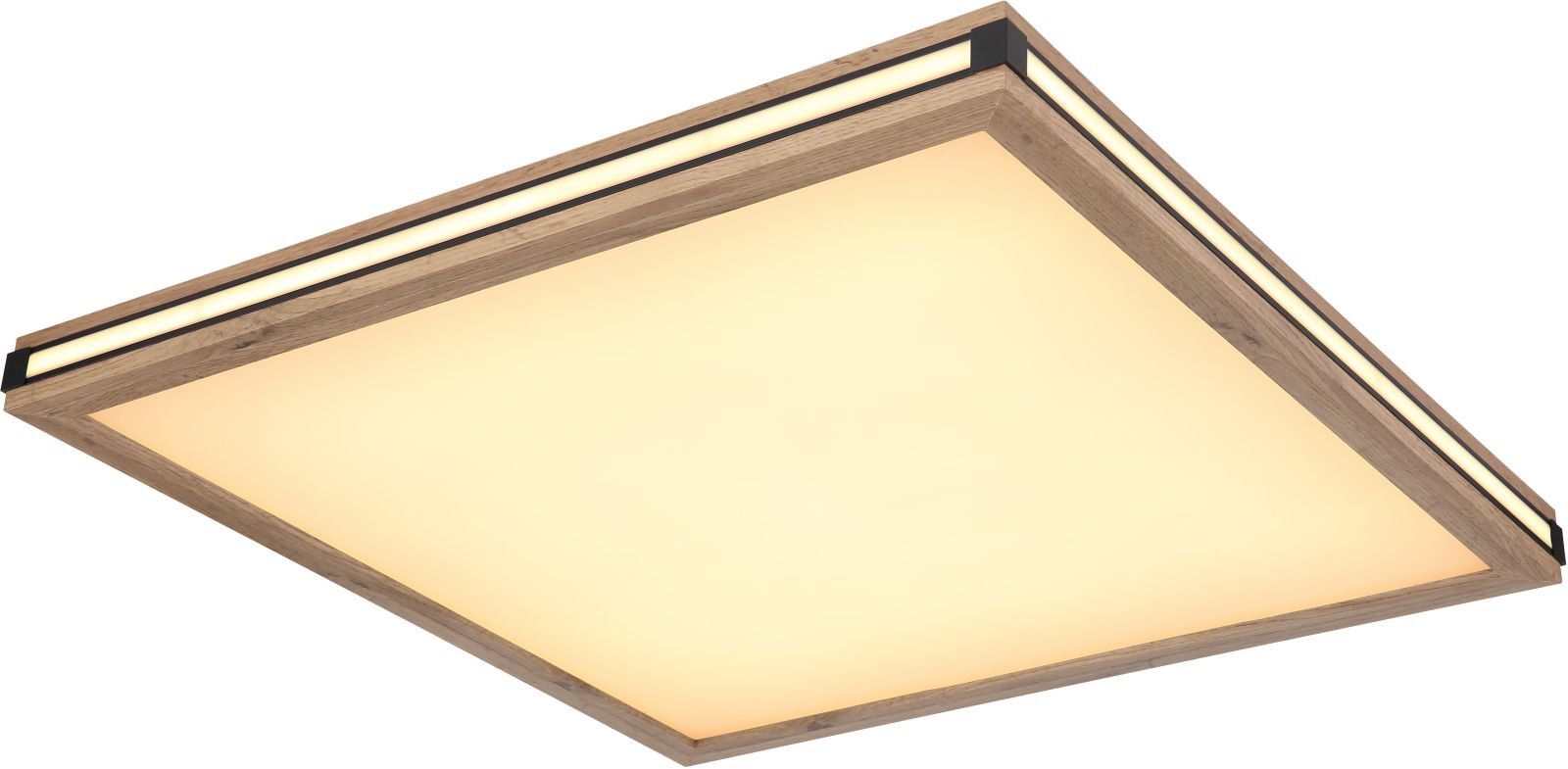 LED-Deckenleuchte - schwarz-holzfarben - 60x60 cm