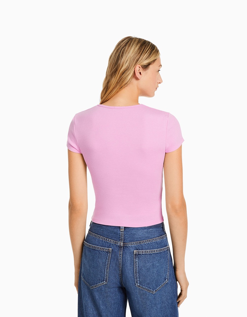 Camiseta canelada de manga curta