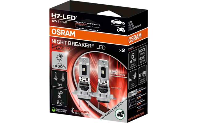 Osram Night Breaker LED Speed H7 450 LED Autoscheinwerferlampe mit 240 m Leuchtweite