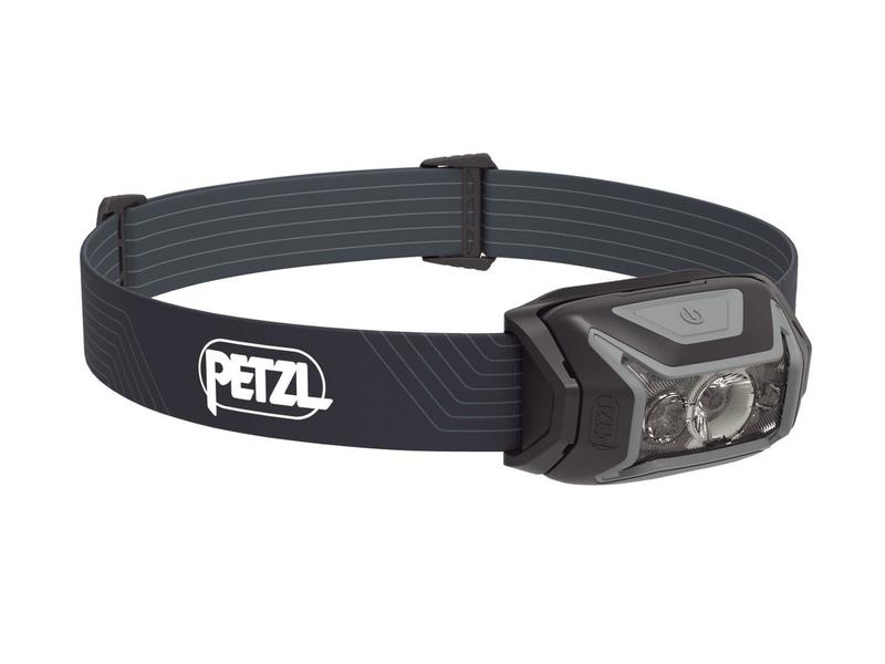 Petzl Stirnlampe Actik, Grau, 450 lm LED-Stirnlampe mit rotem Licht und 3 Weisslicht-Stufen