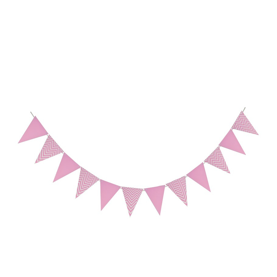 (5m) Wimpelkette Fahnen Girlande Party Dekoration Accessoire - Rosa