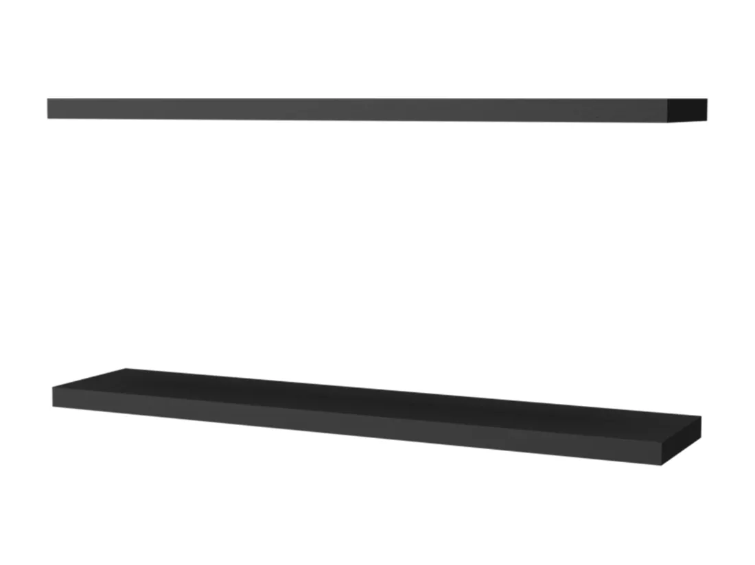 Etagère flottante noire en mélamine avec 2 étagères, 3.8 cm X 120 cm X 25 cm