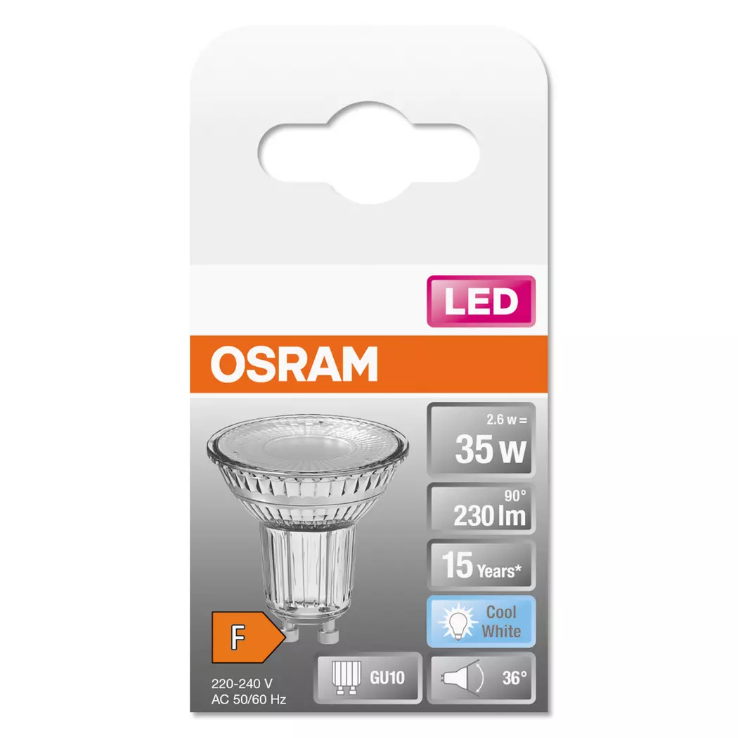 LED-Strahlerform GU10/2,6 Watt/Energie F