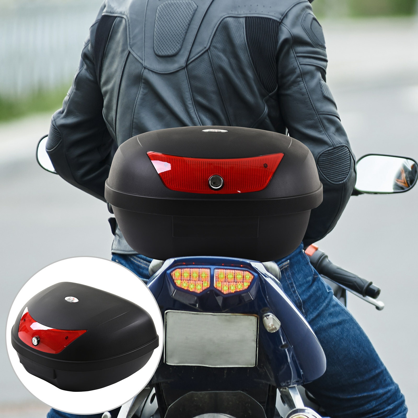 HOMCOM Motorradkoffer für Roller und Mofas schwarz 59 x 43 x 33 cm (LxBxH)