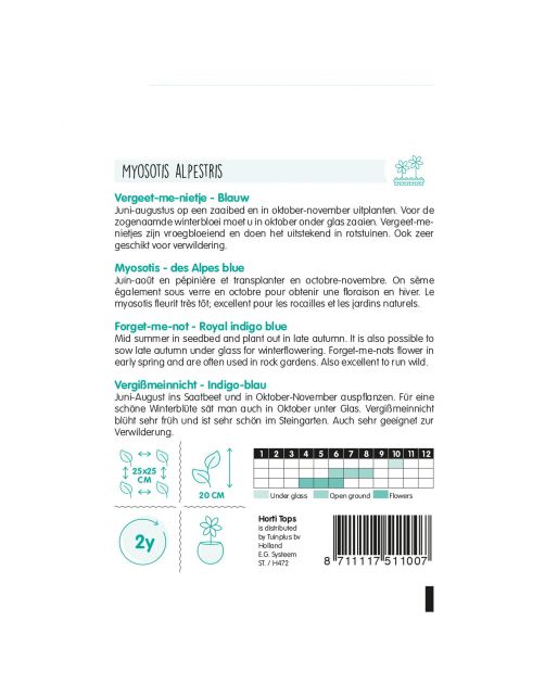 Hortitops Myosotis - Vergeet-Me-Nietje Blauw - Bloemenzaden - 500 g