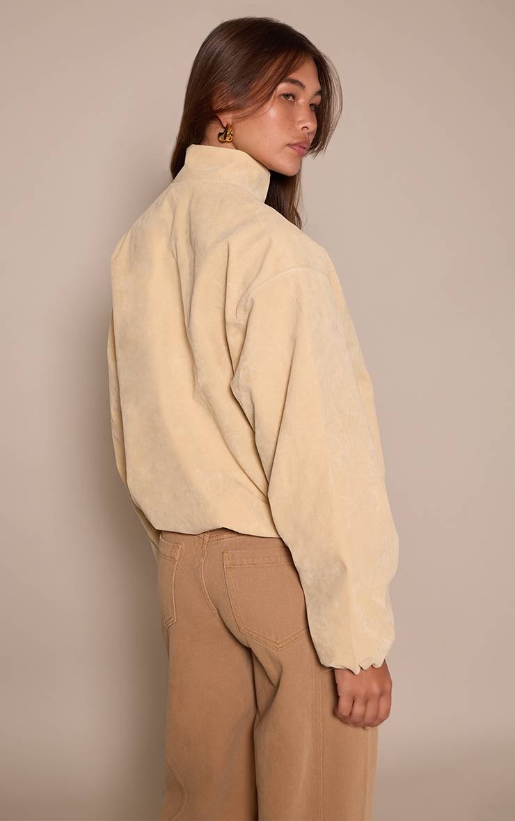 Pale Yellow Veste Bomber En Daim
