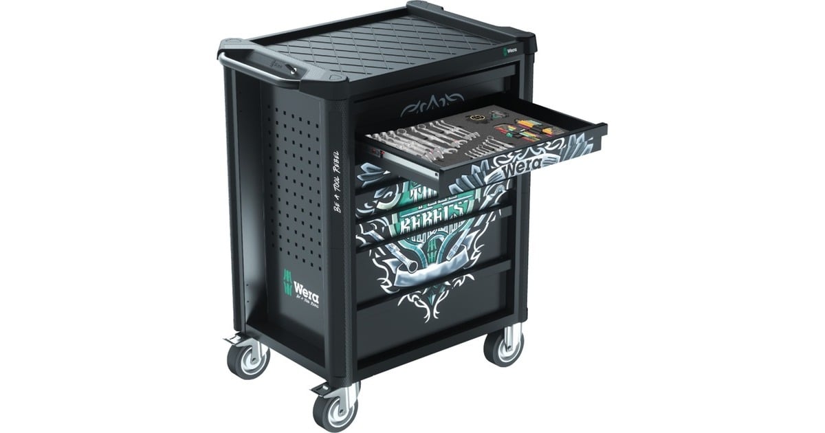 Wera9700 Tool Rebel werkplaatswagen 1, 94-delig gereedschapswagen  (Zwart, Incl. 4 schuimrubber inzetstukken met gereedschap)