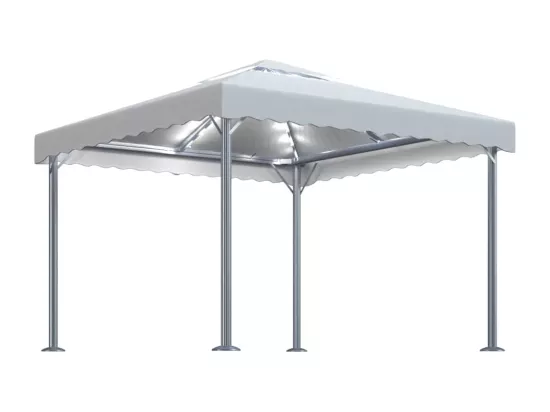 Tonnelle avec guirlande lumineuse LED 300x300cm Crème Aluminium