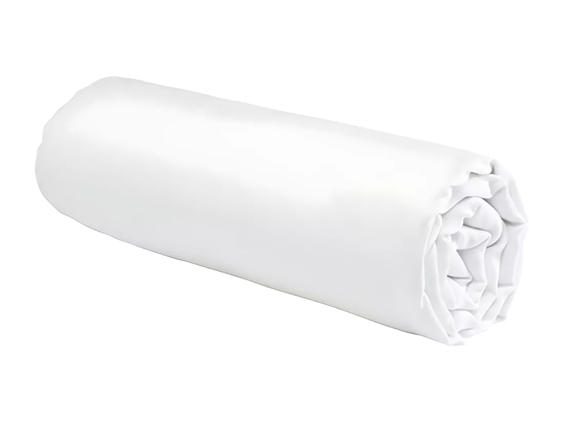 Drap housse uni en coton 57 fils blanc 140x200cm