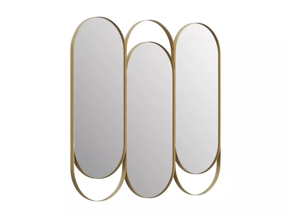 Miroir triptyque art déco en métal - L.76 x H. 69.5 cm - Doré - JICHIMI