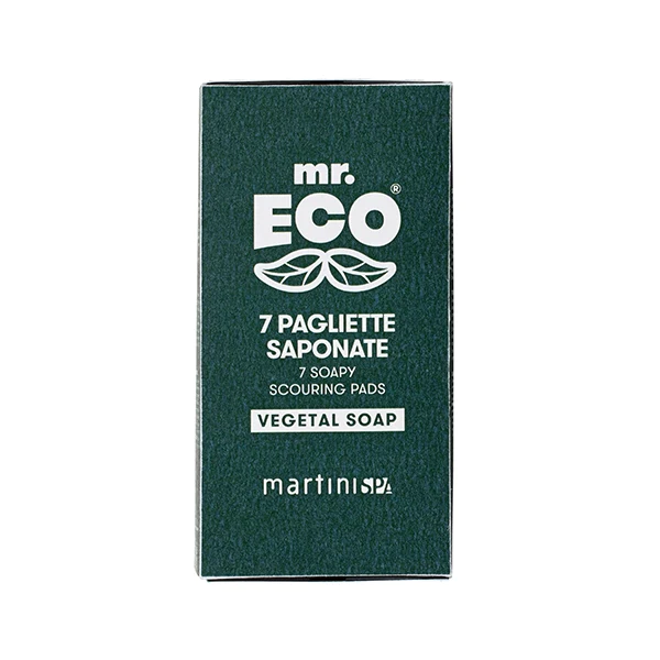 Set de 7 tampons à récurer en laine d’acier et savon végétal Mr. Eco
