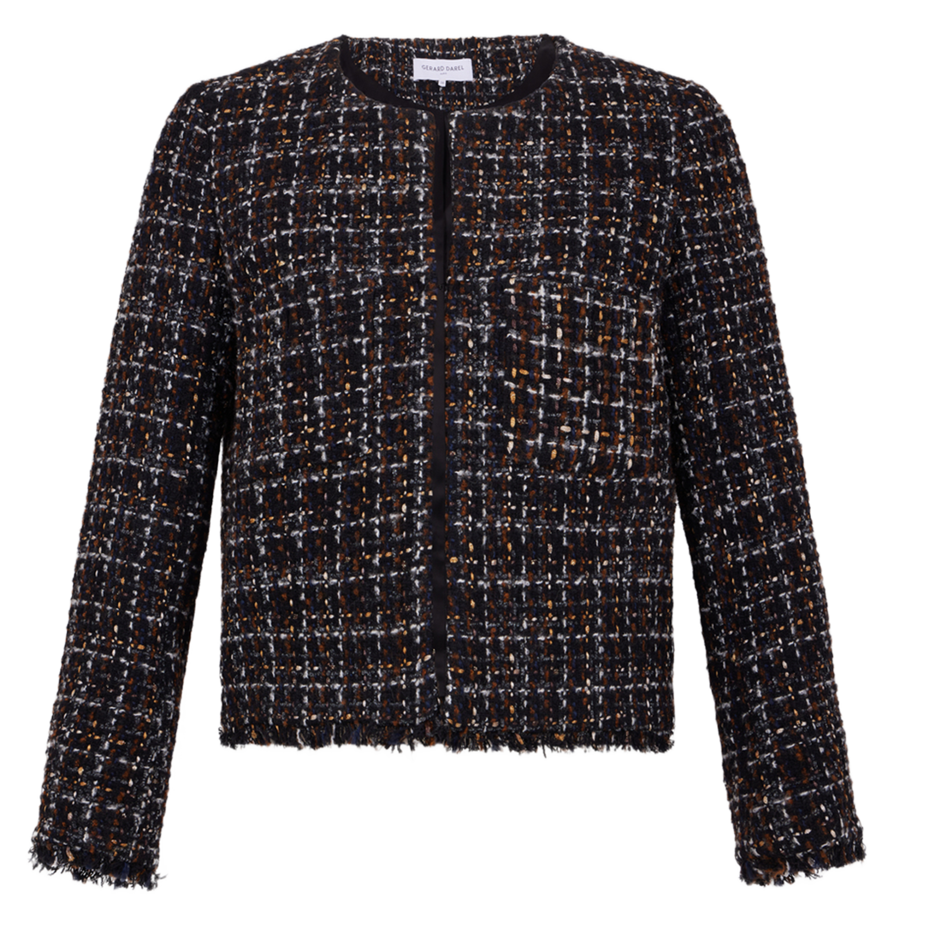 MATHILDA - Veste droite courte à col rond | Noir