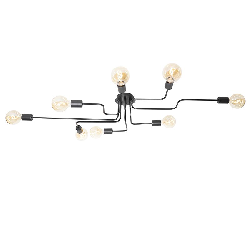 Design plafondlamp zwart 8-lichts - Facile