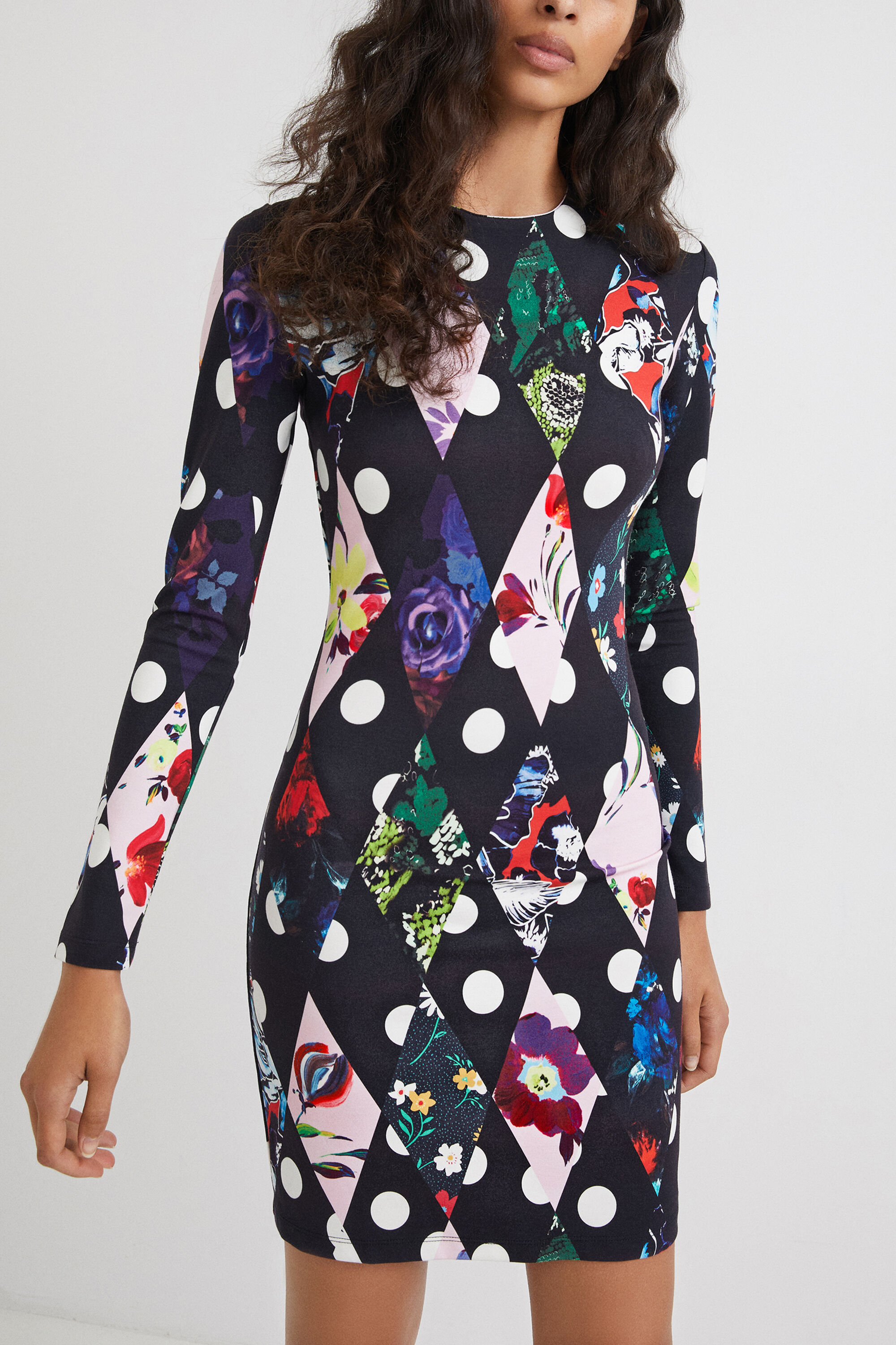Robe slim courte losanges