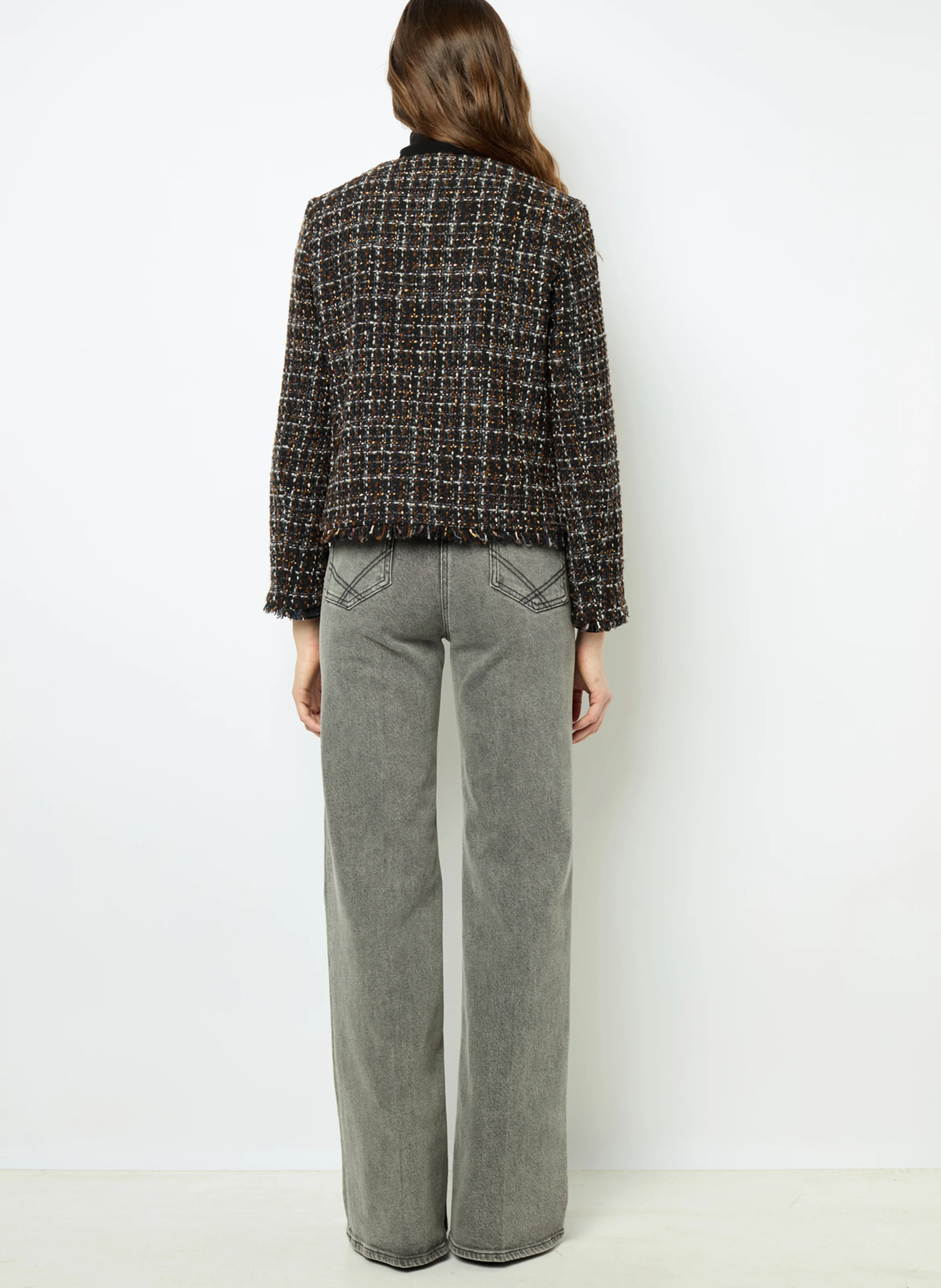 MATHILDA - Veste droite courte à col rond | Noir