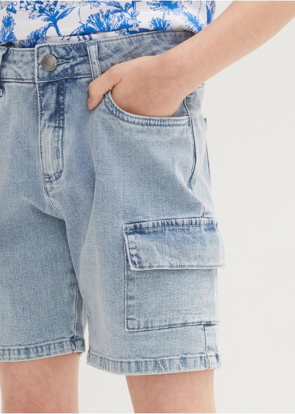 Bermuda cargo en jean fille