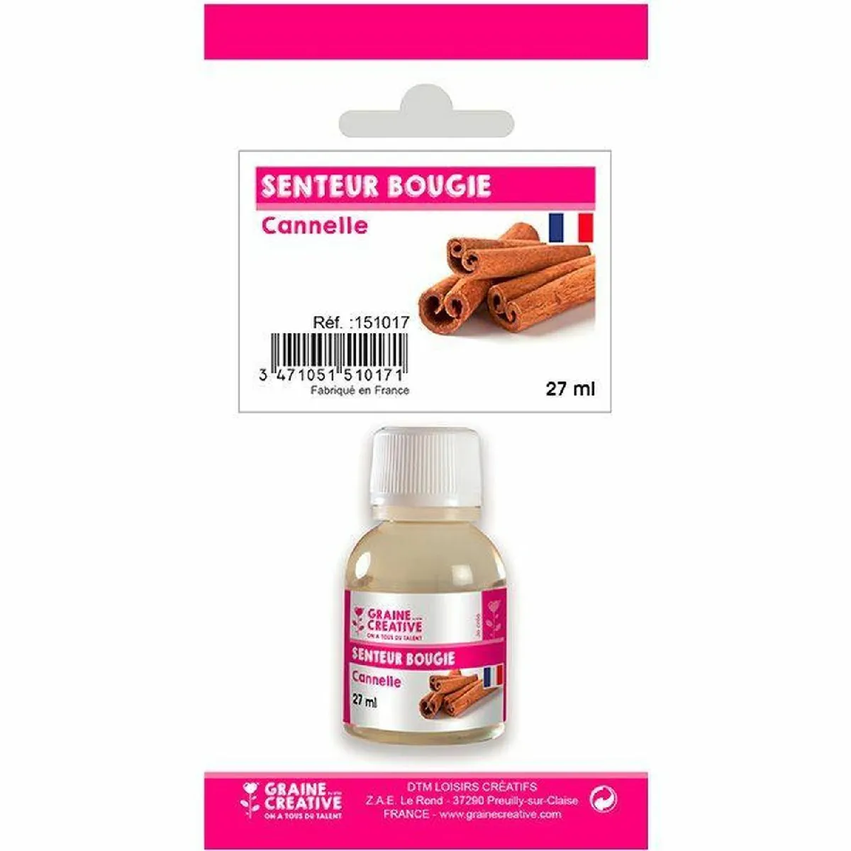 Graines Créatives Parfum Bougie Cannelle 54 ml