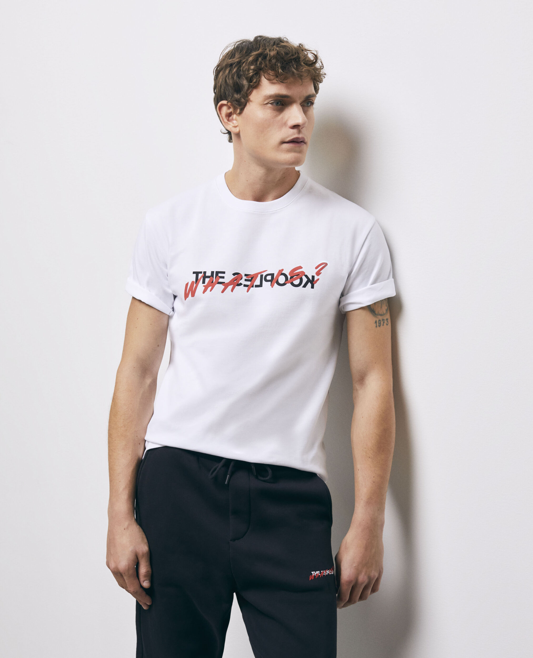 T-shirt blanc coton imprimé What is