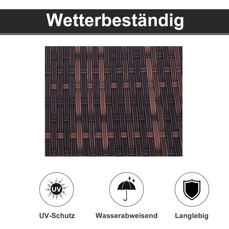 Outsunny Polyrattan Gartenliege für 2 Personen blau, braun