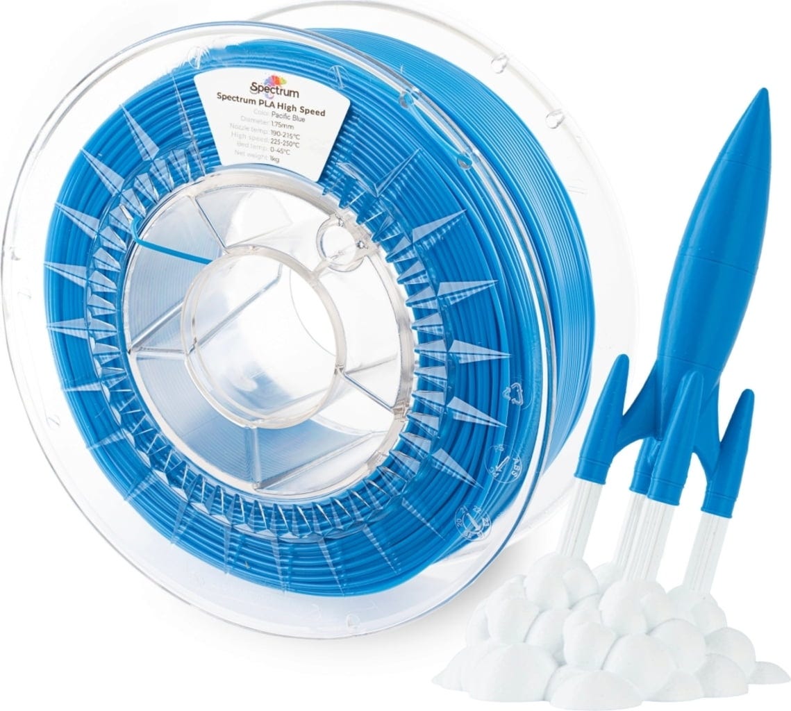 Spectrum  Premium PLA High Speed Pacific Blue, 1,75 mm / 1000 g    PLA Material speziell für den Hochgeschwindigkeitsdruck