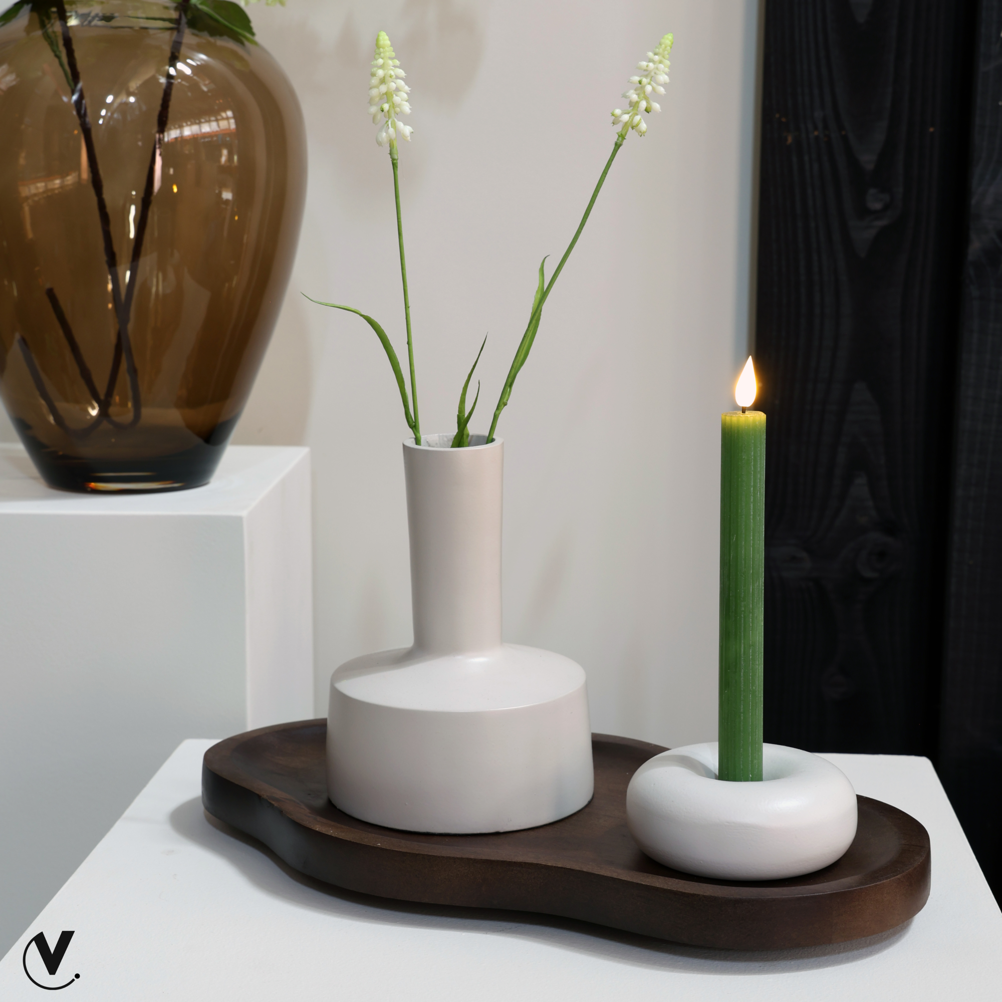Kandelaar Camiri ivory L15 x B15 x H20 cm