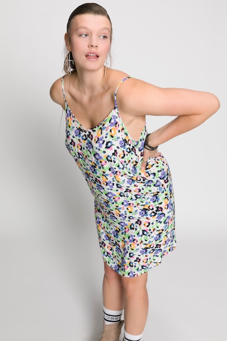 Slipdress, V-Ausschnitt, Spaghettiträger, Flower Print