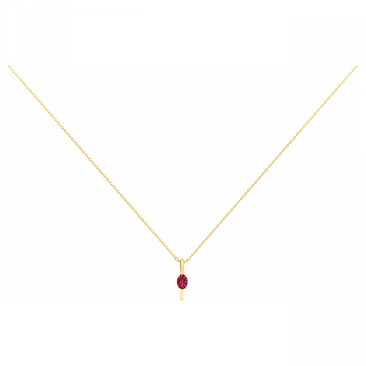Collier en Plaqué Or avec spinelle rouge rubis