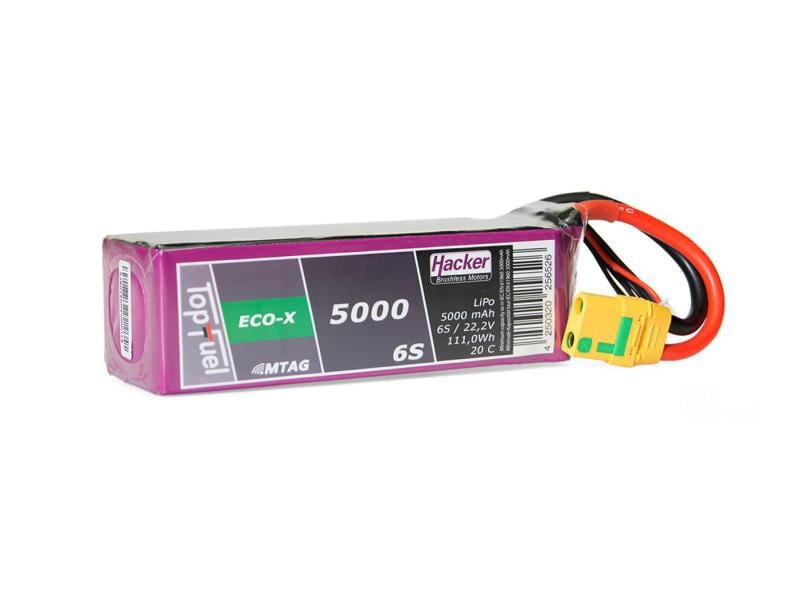 Hacker RC-Akku LiPo 5000 mAh 22.2 V 20C TopFuel ECO-X MTAG 6S LiPo-Akku für Flugmodelle
