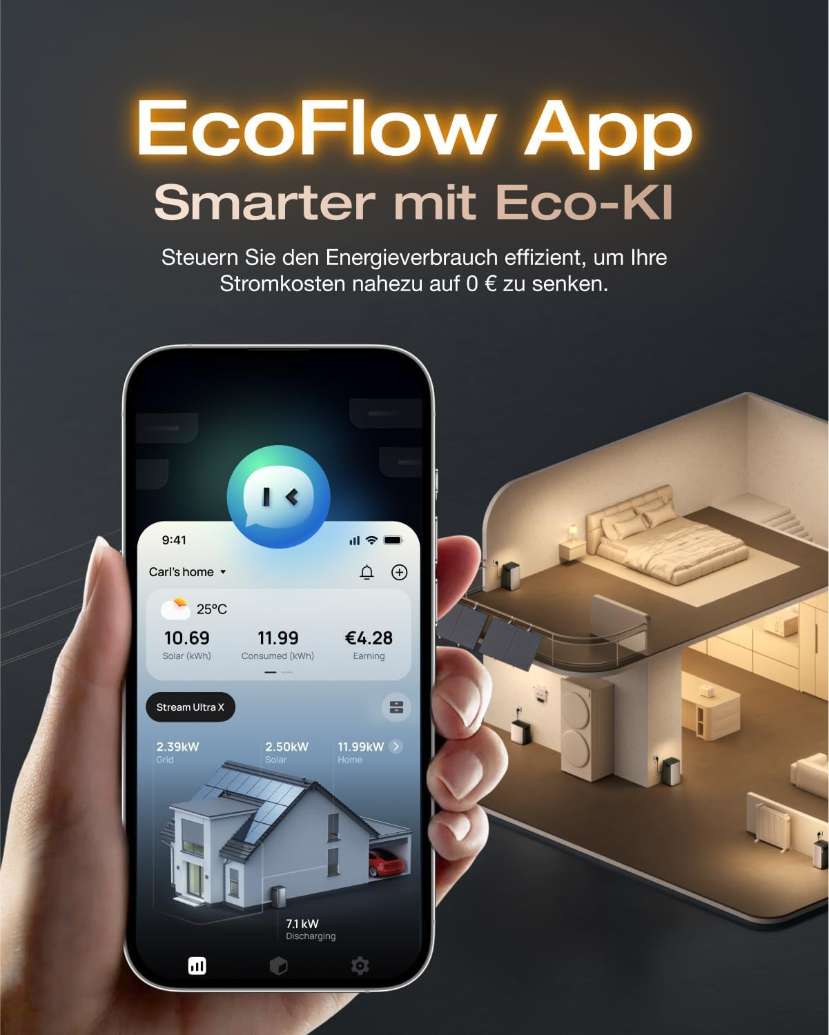 Solarway Balkonkraftwerk 2000Wp / 800W mit 3,8 kWh EcoFlow STREAM Ultra X Speicher – Komplettset mit 500W Solarmodulen, Wechselrichter & Zubehör – steckerfertige Mini-Solaranlage für die Steckdose