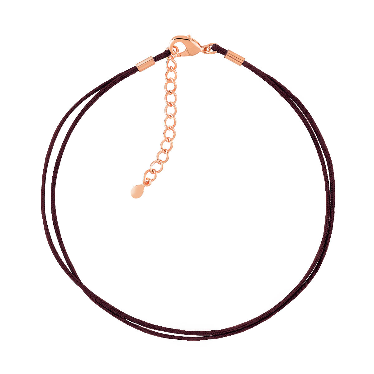 Bracelet plaqué or rose cordon coton chocolat