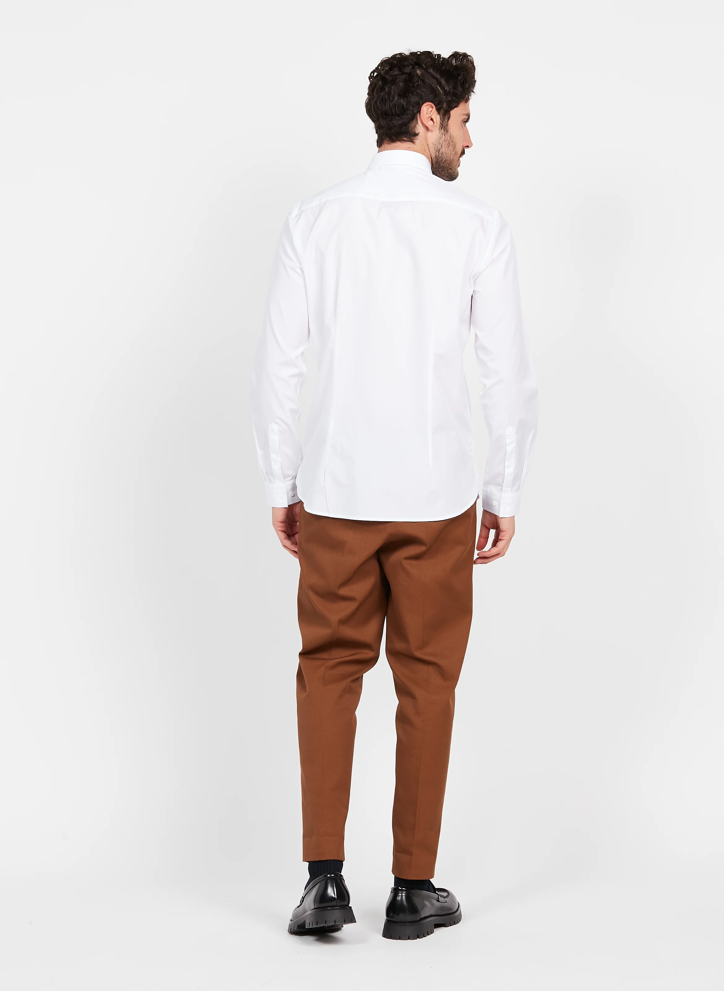 Chemise col classique slim-fit en coton| Blanc