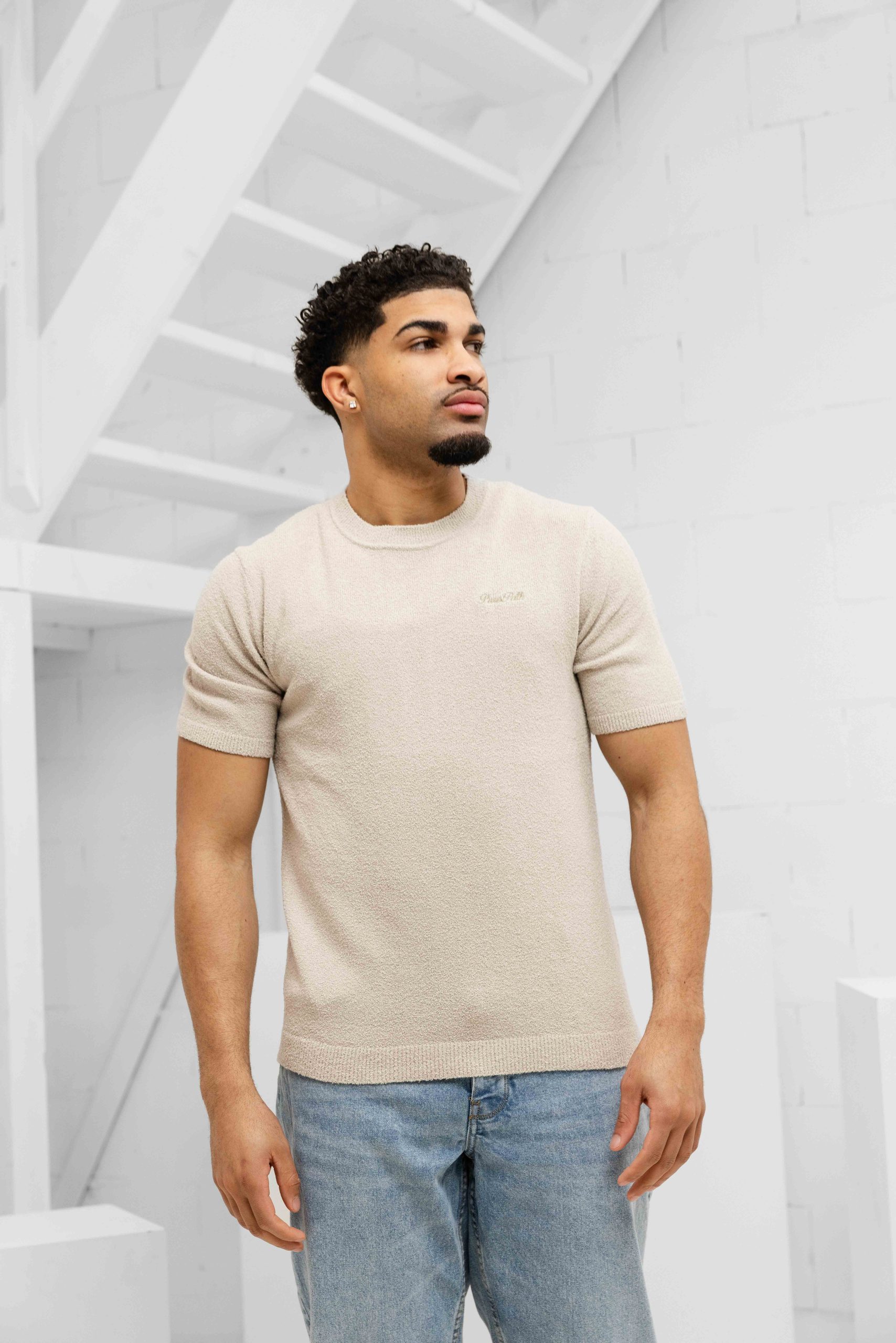 Pure Path Knitted T-Shirt Heren Beige