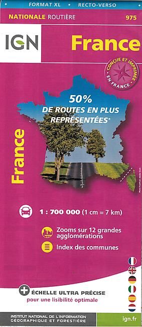 IGN - 975 FRANCE XL RECTO VERSO ECHELLE 1 700 000