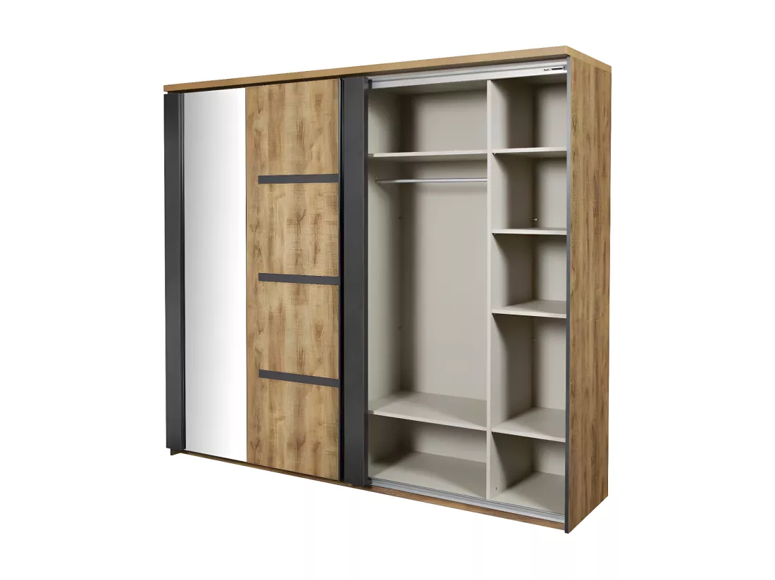 Chambre complète (160*200) Bois Tropical à Leds - HADES n°2