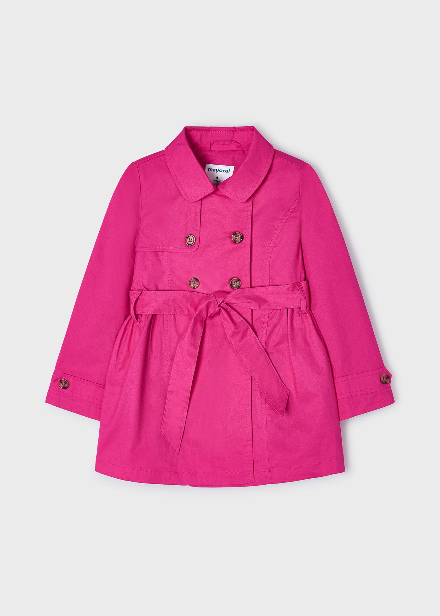 Casaco trench coat fúcsia infantil com laço