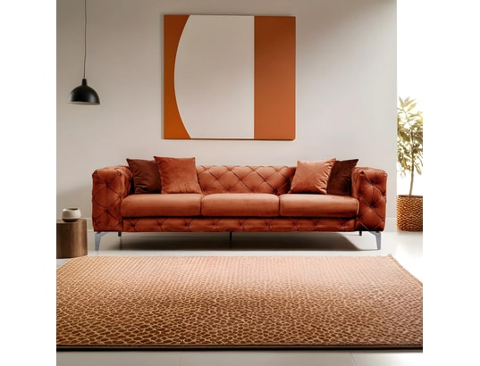 CONCEPT1 - Canapé tissu Como 3 places orange 237 x 90 x h73