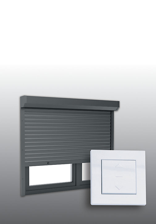 Volet roulant électrique alu motorisé filaire Protecta gris 120 x h.135 cm