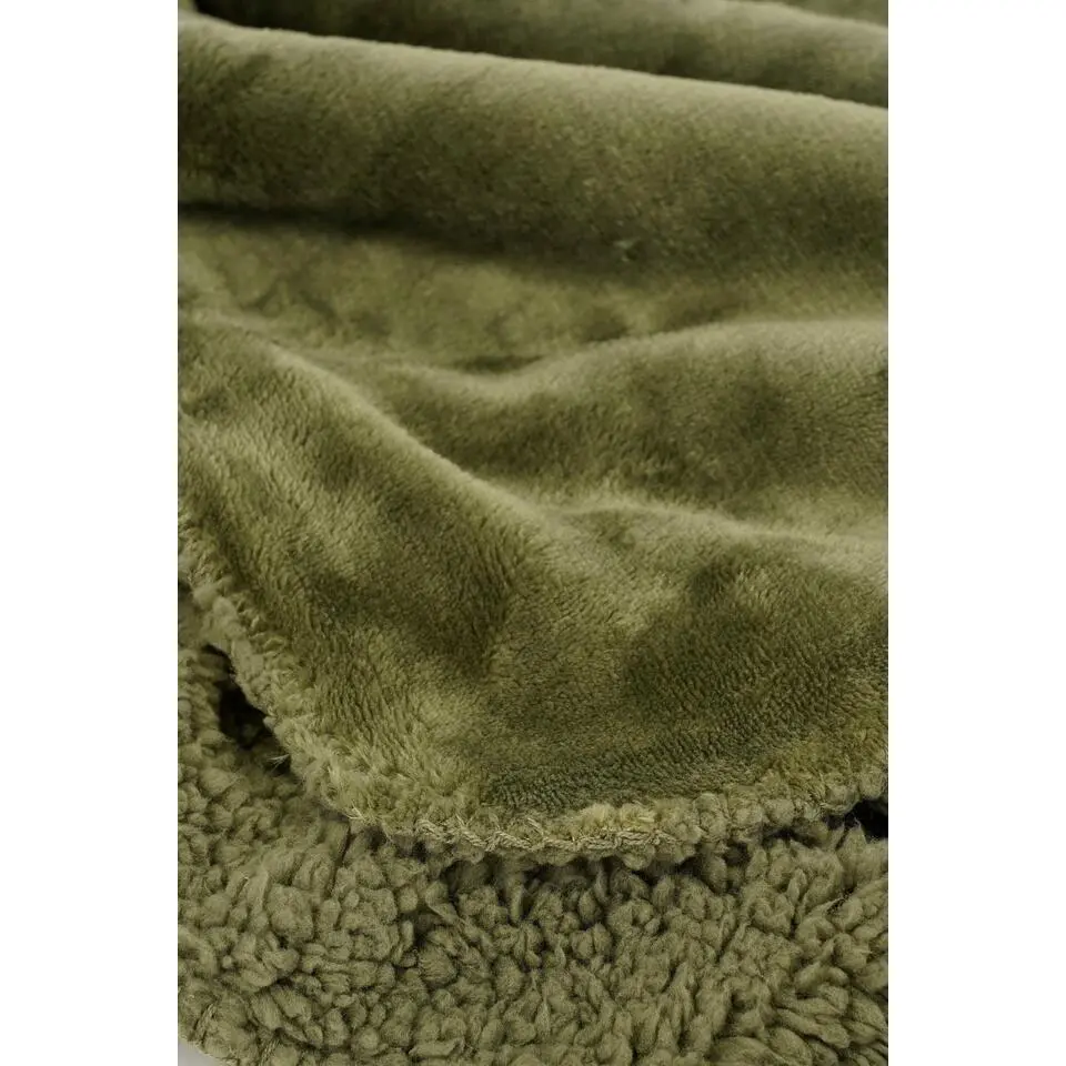 Mica Decorations Bronte Fleece Plaid - L200 x B150 cm - Donkergroen