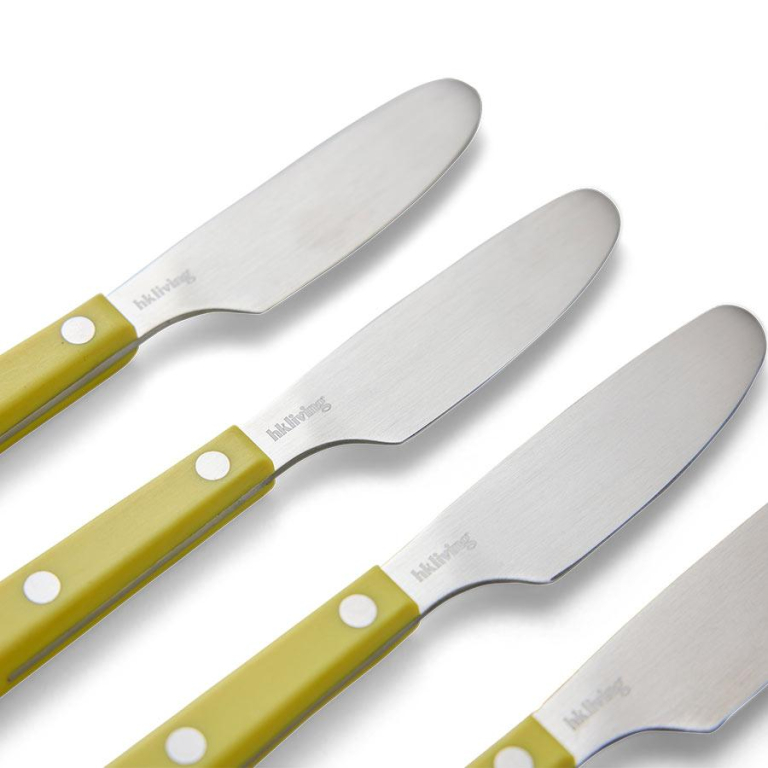 HKliving 70's Cutlery botermesjes set van 4, Lemon