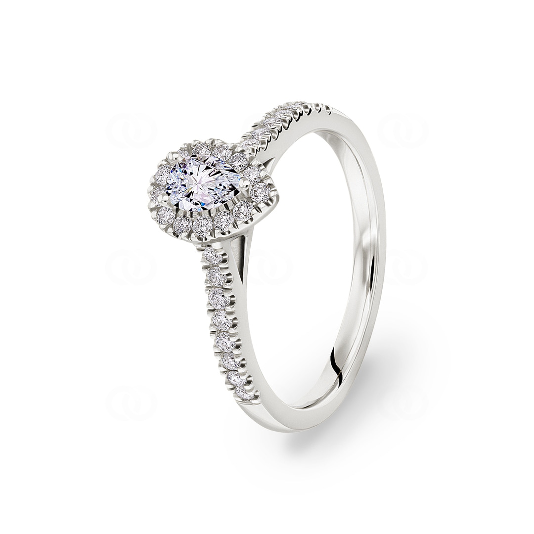 Tropfen Halo Diamantring 750/18 K Weissgold 0.63 ct G/si