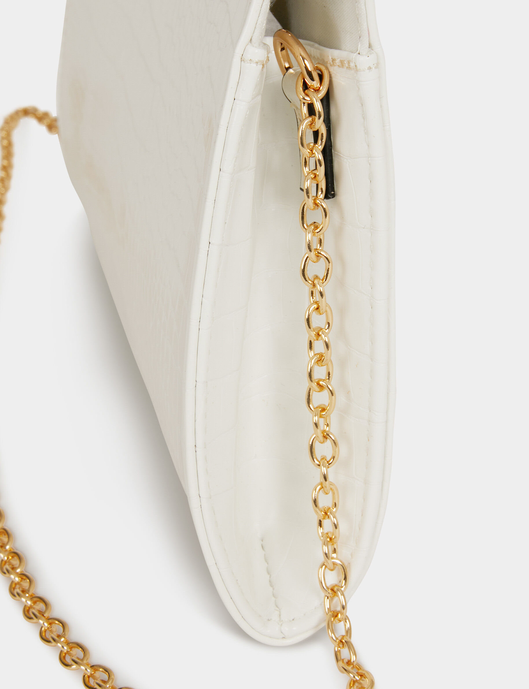 Sac pochette aspect croco blanc femme - blanc