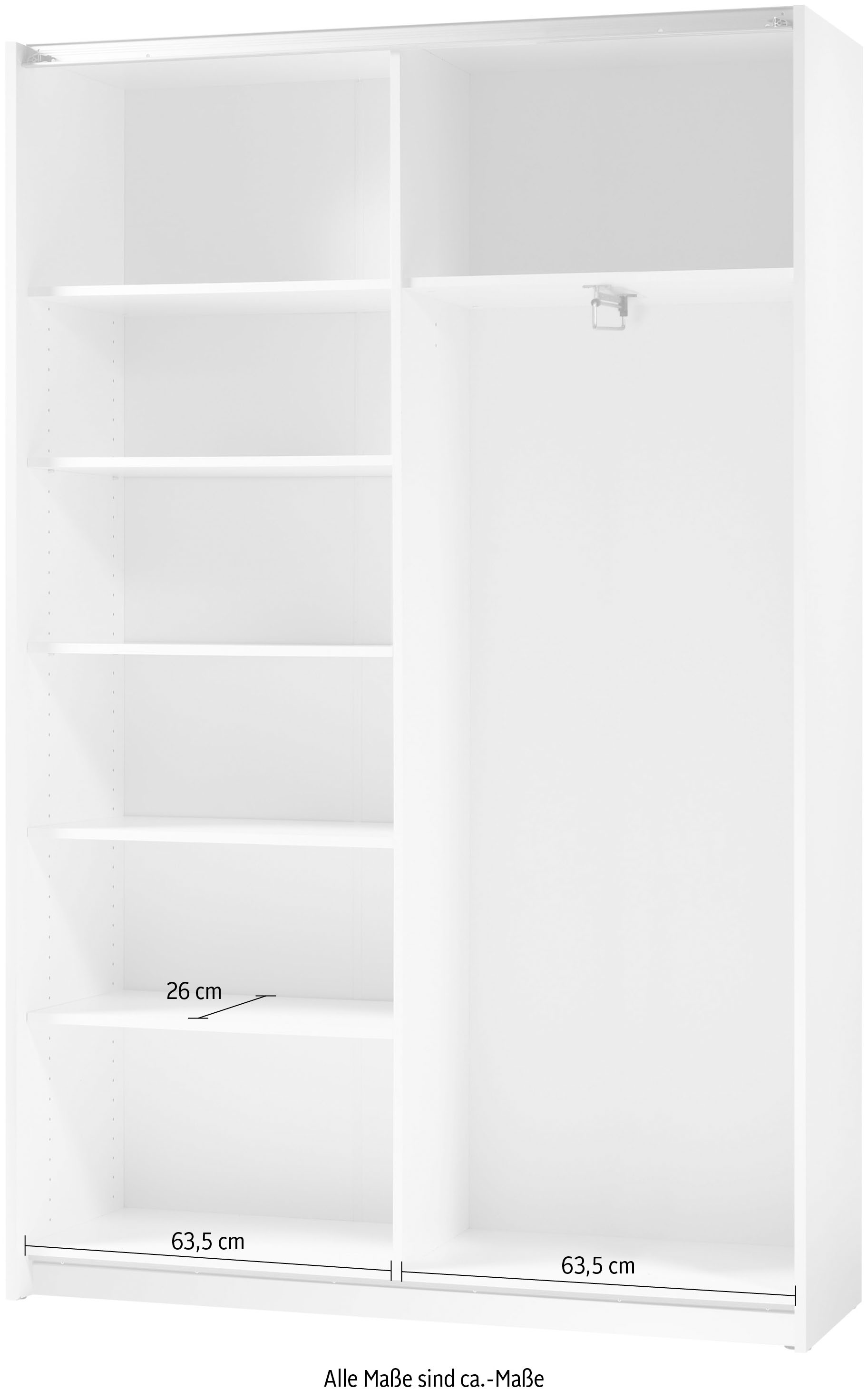Schlafkontor Schwebetürenschrank »Heimo/Fast Schrank Kleiderschrank Garderobe OTTO´s CHOICE« geringe Tiefe, ausziehbarer Kleiderstange, Garderobenschrank, 6 Böden