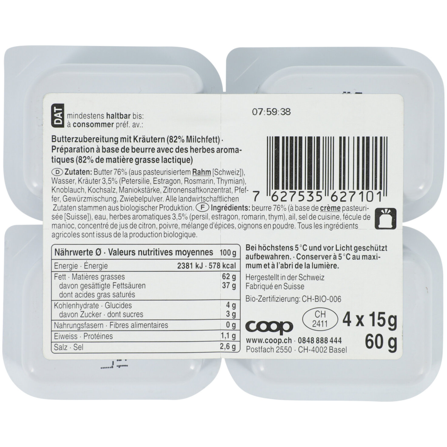 Naturaplan Bio Kräuterbutter 4x15g