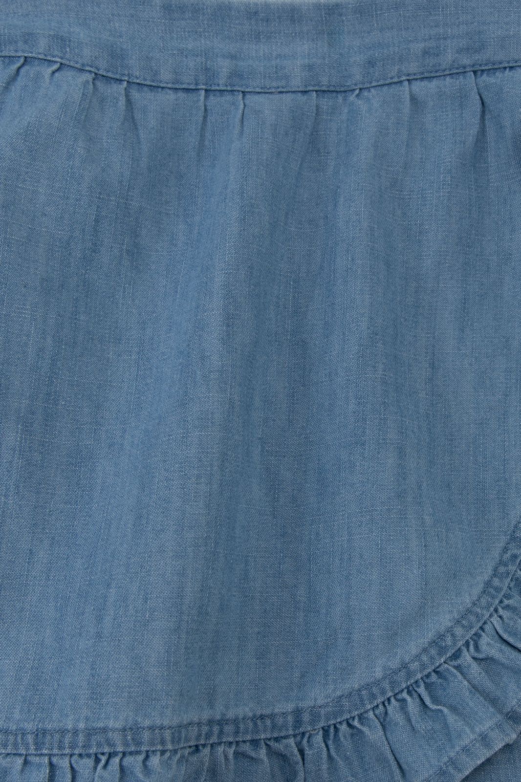 Denim ruffle shorts met overslag