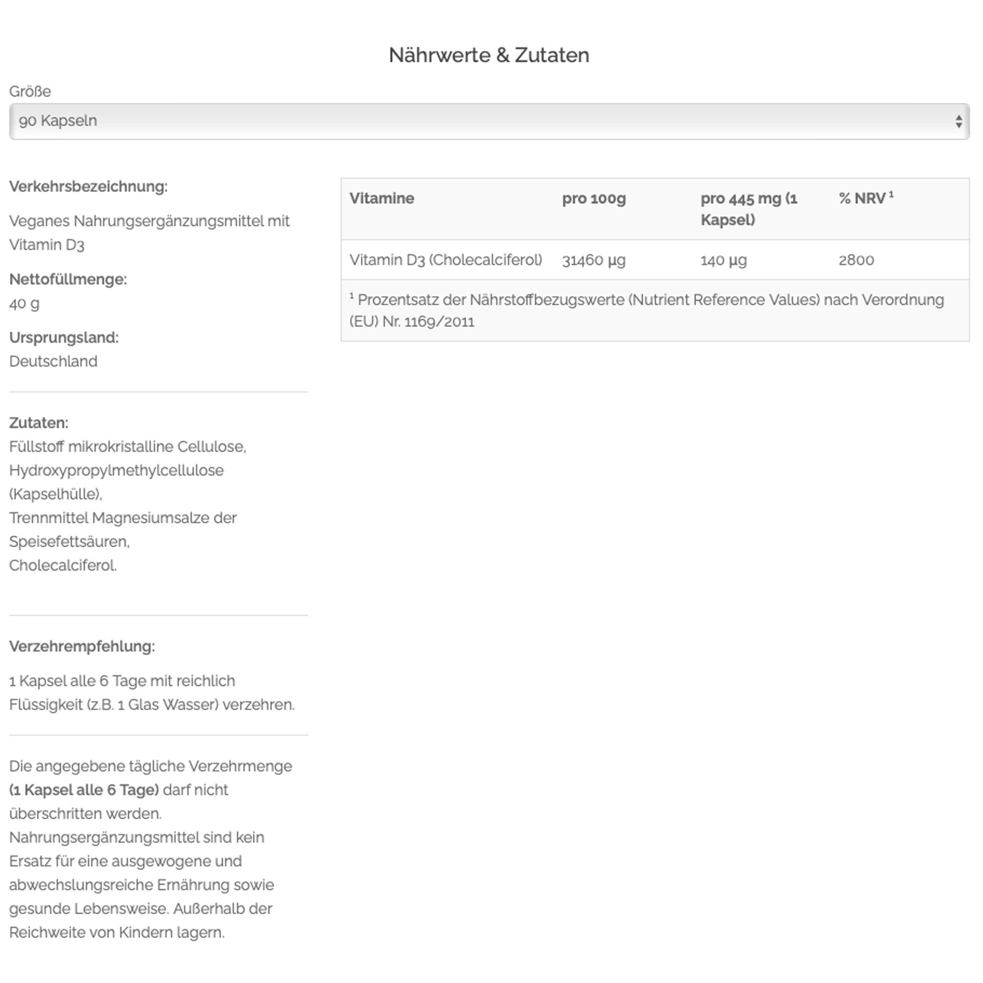 TNT Vitamin D3 Depotkapseln mit Vitamin D3 aus Flechten, 100% vegan