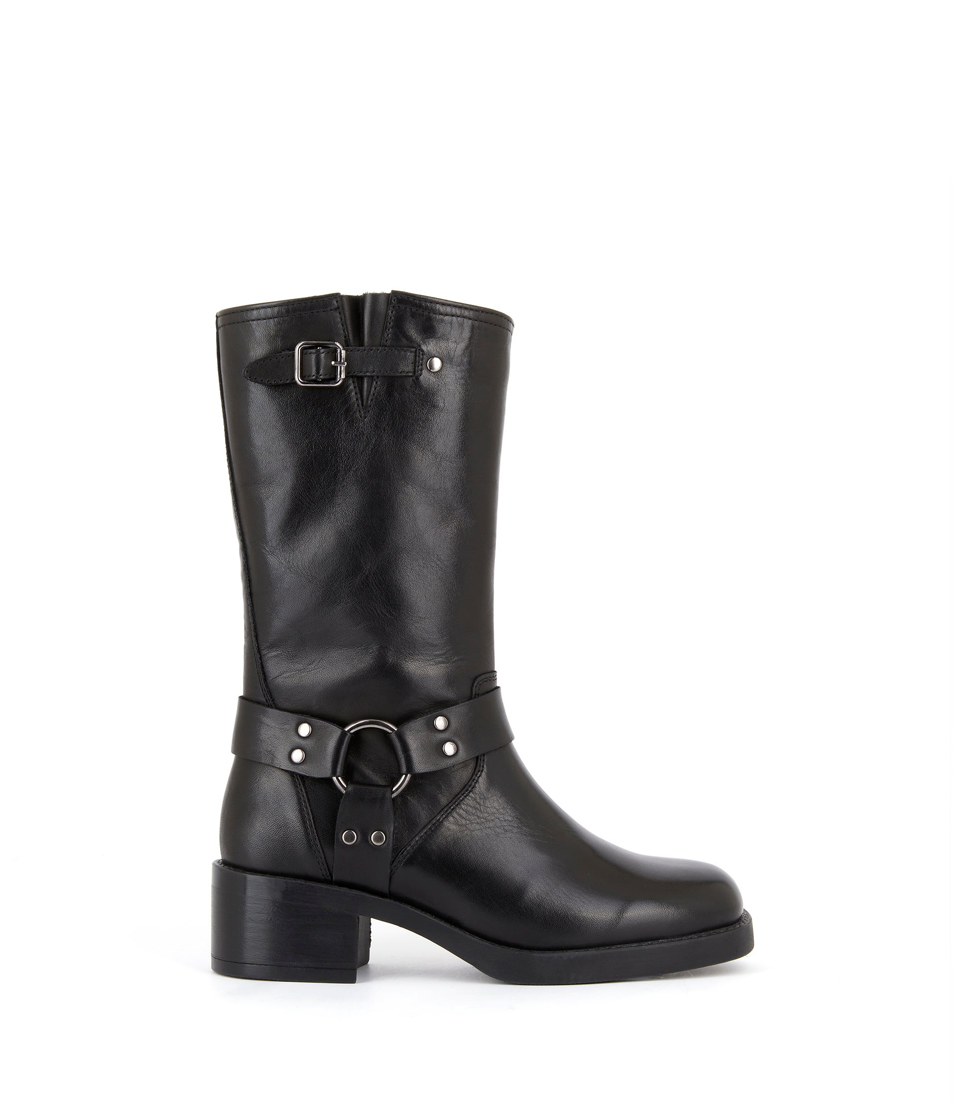 Mi-bottes cuir noir Dario