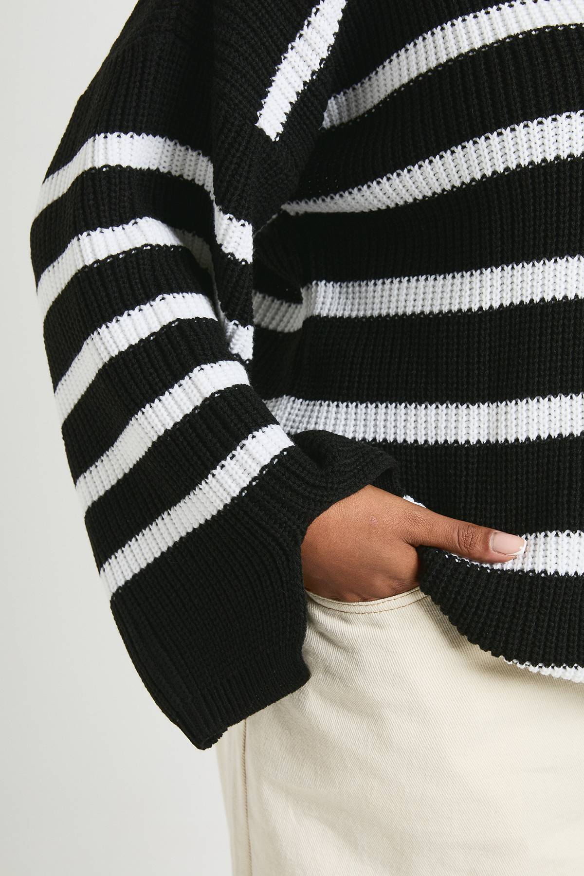 boohoo Plus Pull en Tricot à Col Roulé Rayé