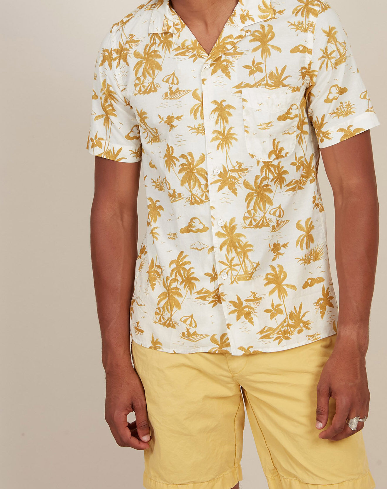 Hartford Chemise Slim Slam blanc/jaune