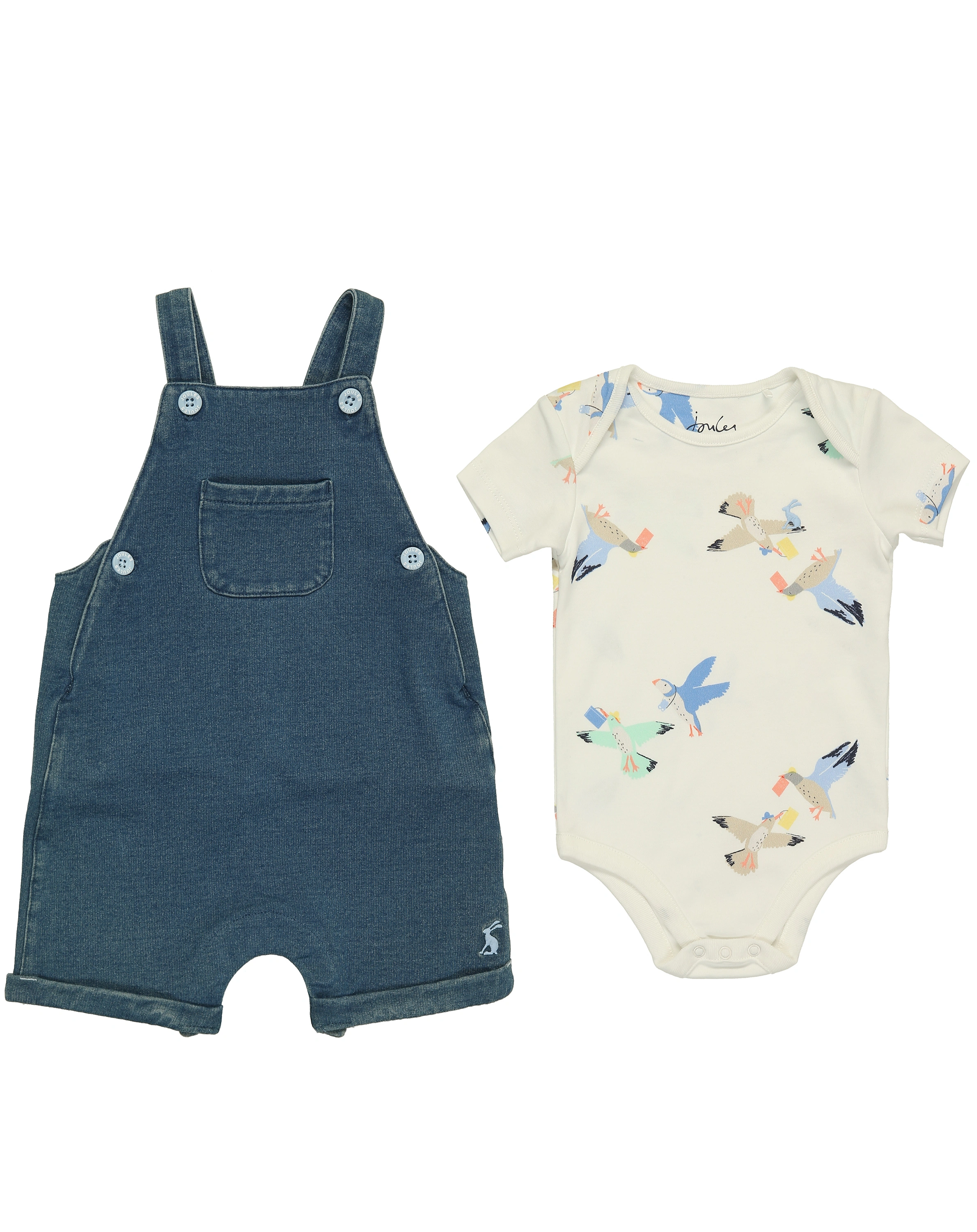 Body DUNCAN mit Latzhose in weiß/blau