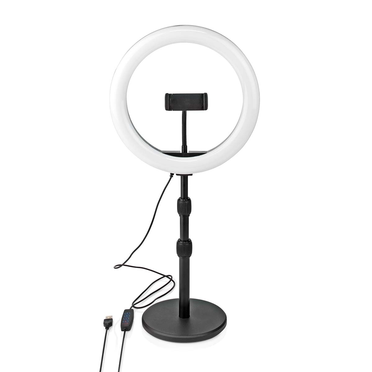 Nedis Ringlys | 10 inch | 120 LED s | 2700 - 6700 K | Skrivebord | Sort